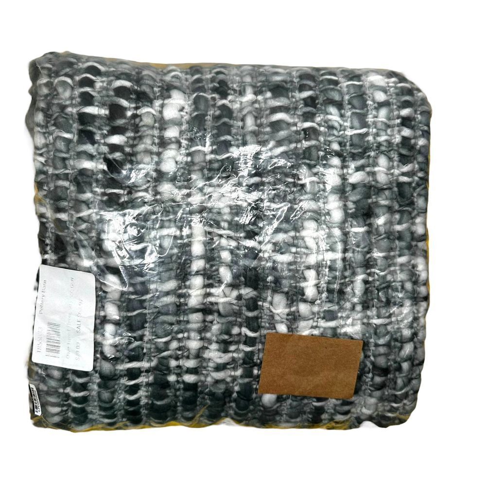 POTTERY BARN TEXTURED BASKETWEAVE THROW 50 X 60"‎ ~ OLIVE TWEED GRAY